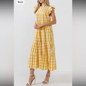 English Factory Textured Gingham Maxi Tiered Baby Doll Dress.